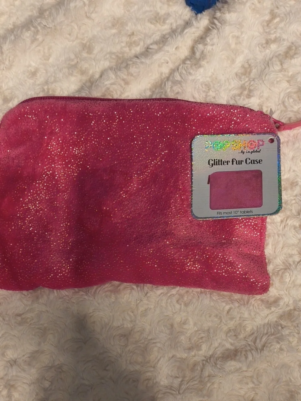 Glitter Fur Case Cosmetic Bag - Pink